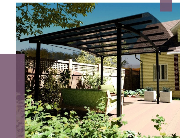 Навесы для террасы в Йошкаре-Ола от 13038 руб. под ключ | ПРОЛЁТ-Шкр