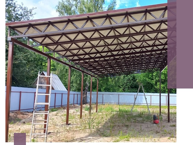 Односкатные навесы под ключ в Йошкаре-Ола — изготовление и монтаж