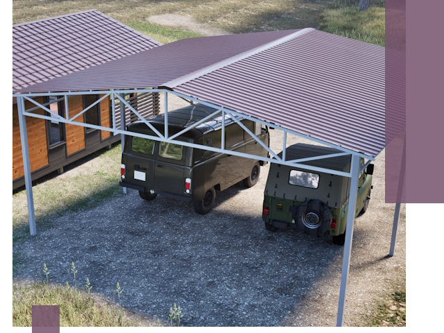 Двускатные навесы под ключ в Йошкаре-Ола — изготовление и монтаж